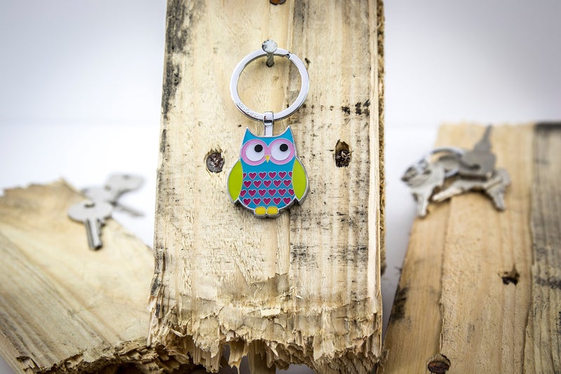 TROIKA Rosy â€“ KR14-13/BL â€“ owl Keychain with Original Troika Keyring â€“ cast Metal/Enamelâ€“ Shiny â€“ Chrome Plated â€“ Multicoloured â€“ TROIKA-Original - Image 4